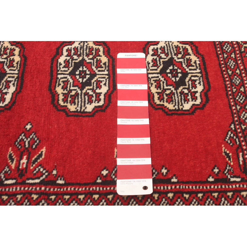 Tapis rouge en laine noué à la main de conception unique 2 pi 7 po x 3 pi 10 po New Age