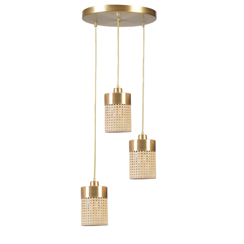 Chandle Chandelier, Gold/Rattan