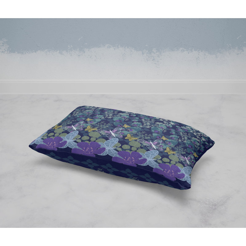 Papillon Paradise  Rectangular Throw Pillow, Blue/Purple