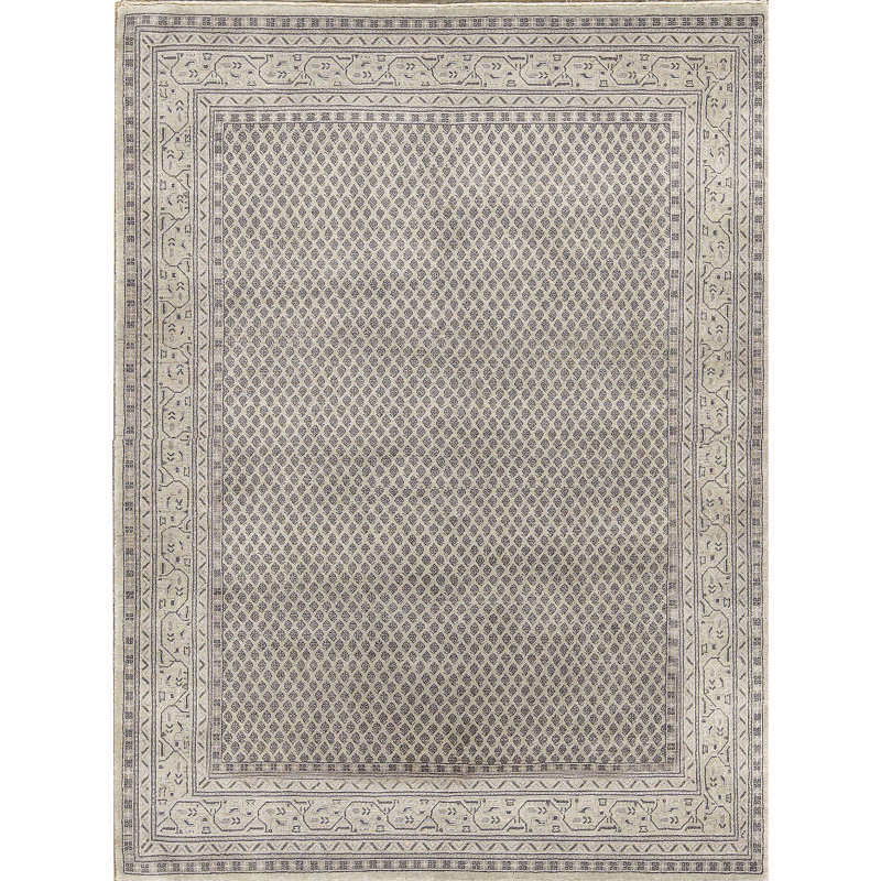 Lori Wool Oriental Area Rug in Dark Gray/Beige, Rectangle 6'5" x 9'4"