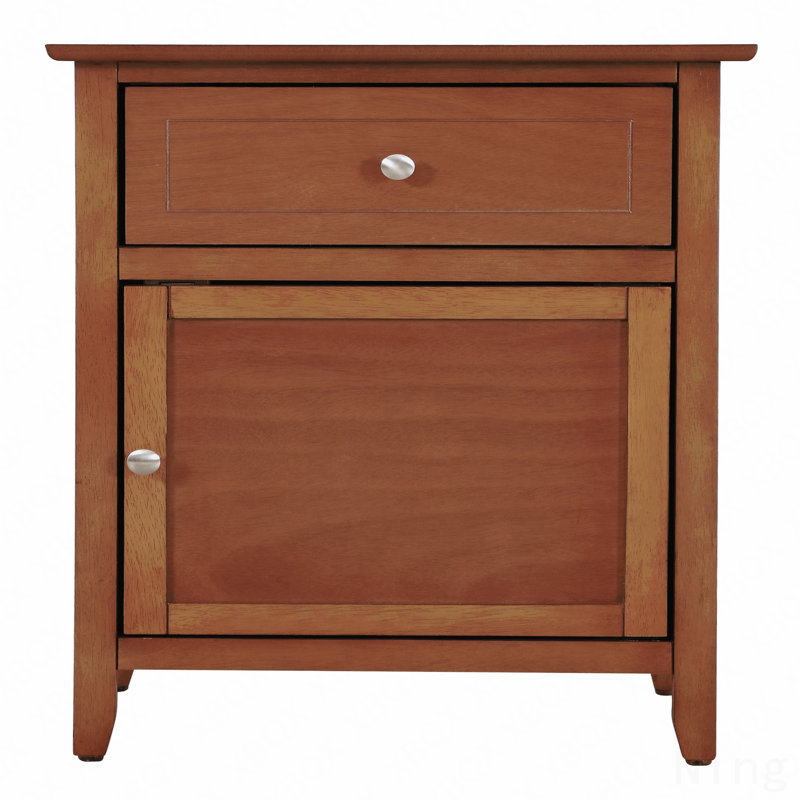 Charmante table de chevet transitionnelle en chêne, Brun