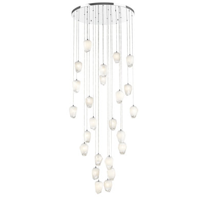 Transitional 24-Light Chrome Glass Chandelier 