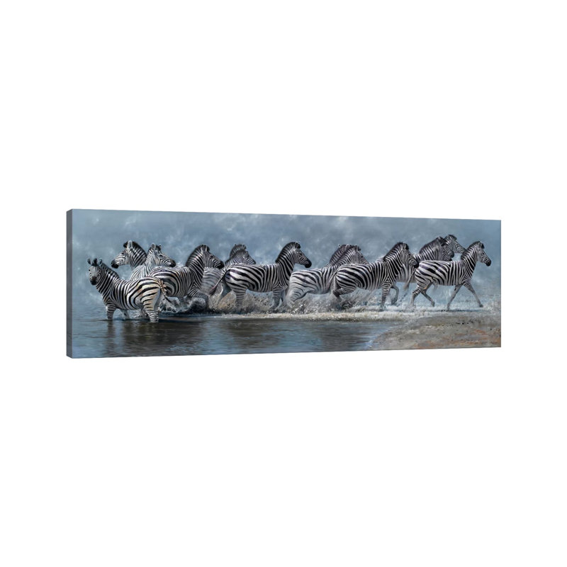 Flight Of The Zebras by Pip McGarry - Wrapped Canvas Panoramic Print, 152.4 cm H x 50.8 cm W x 3.175 cm D