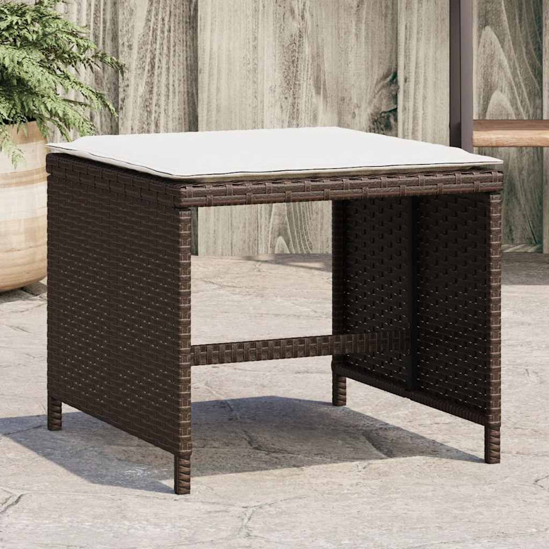 Outdoor Ottoman, Cream White, Brown