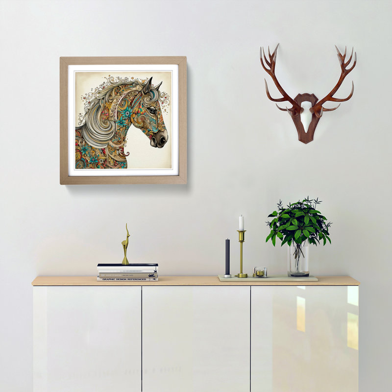 Horse Paisley No.2 - Framed Print, Oak