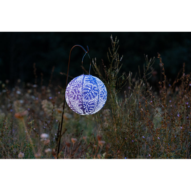 Stella Monstera 12" Globe Solar Lantern - Marigold, Blue