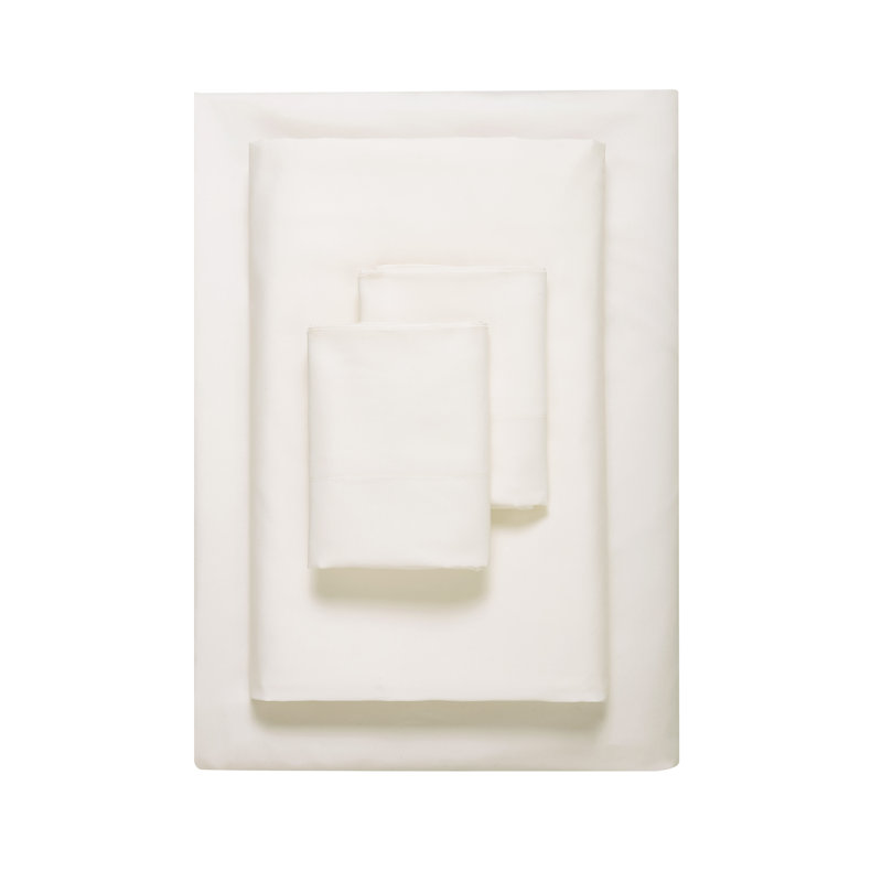 Ensemble de draps en satin CVC Vera Wang T800, Ensemble de draps pour grand lit avec 2 taies d'or, Ivoire