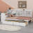 Wooden L-Shape Daybed With Storage Cabinets And Two Storage Drawers, Multi-Functional Bed With Study Desk And Built-In Bookshelf-1332411193-1332411194