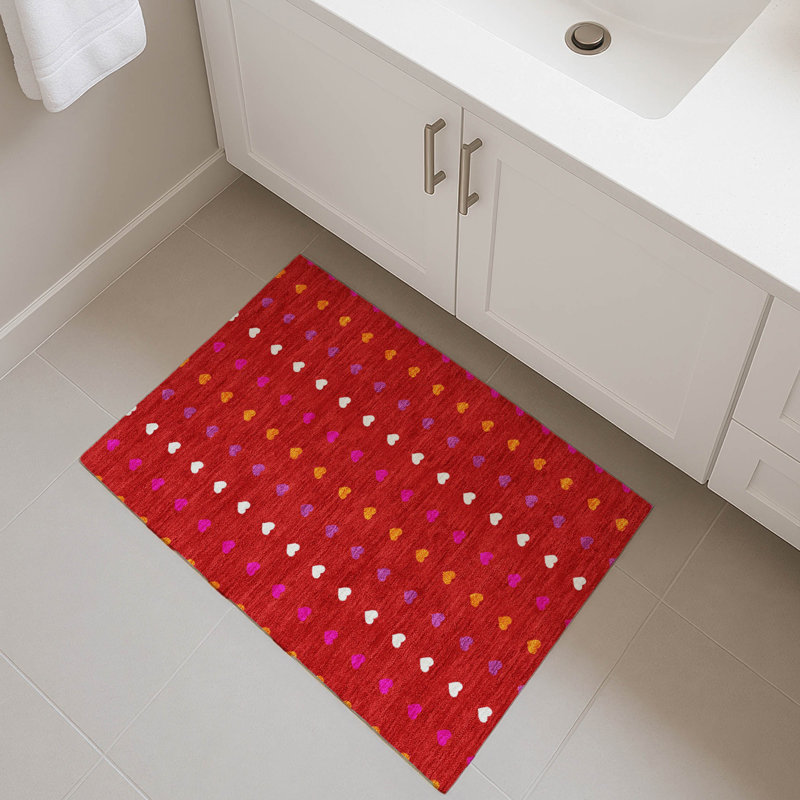 Tapis pour enfant Villers lavable à la machine de qualité supérieure, Rouge, 2 pi 6 po x 3 pi 10 po