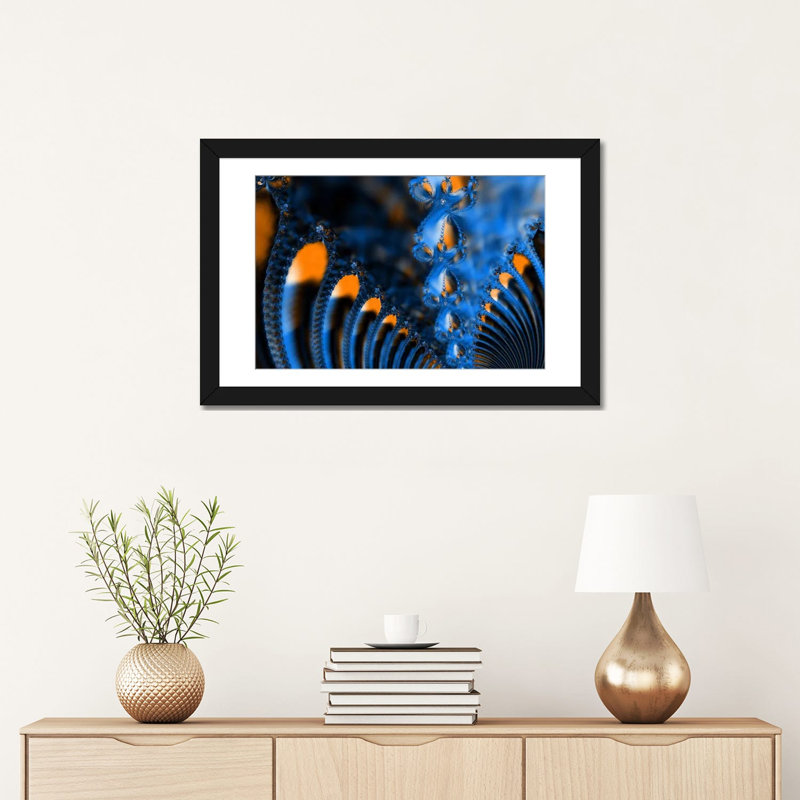 Connection Painting Print on Canvas, Black Framed Fine Art Paper, 24" H x 32" W x 1" D, White