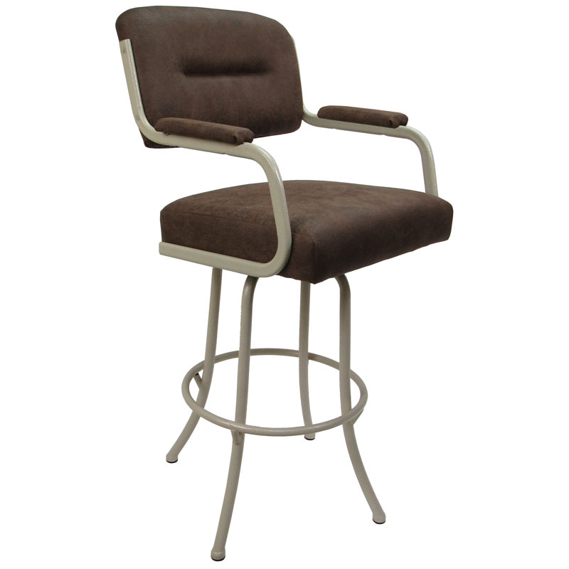 Tabouret de bar Joshua, Mélange de polyester brun / cadre beige, Bar Stool (30" Seat Height), Beige