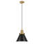 Luminaire suspendu de 12 po de large avec abat-jour en métal en laiton brossé / bronze noirci Zeno-599046330-599046331