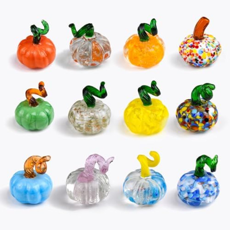 12 pièces de figurines de citrouille en verre soufflé à collectionner