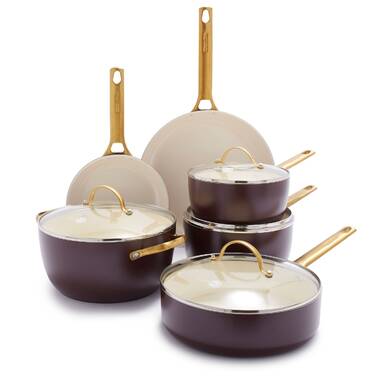 Beautiful 10 PC Cookware Set, Sage Green by Drew Barrymore