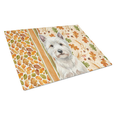 Westie Heirloom Fall Glass Cutting Board