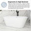 Baignoire de trempage autoportante en acrylique blanc brillant de 66 pouces