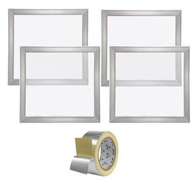 Trousse de sérigraphie, cadres de sérigraphie en aluminium, cadre de sérigraphie de 20 pouces avec filet de 355 points, filet de nylon haute tension et ruban d'étanchéité pour l'impression de t-shirts