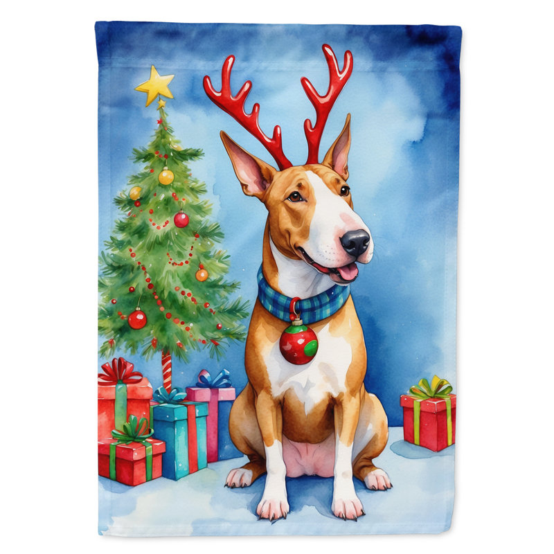 Drapeau de Noël renne de jardin, Bull-terrier