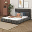 Upholstered Platform Bed With Wingback Headboard & 2 Pillows, Velvet Tufted Upholstered-365001524-365001525