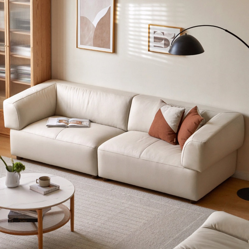 Simple White Tofu-Block Sofa