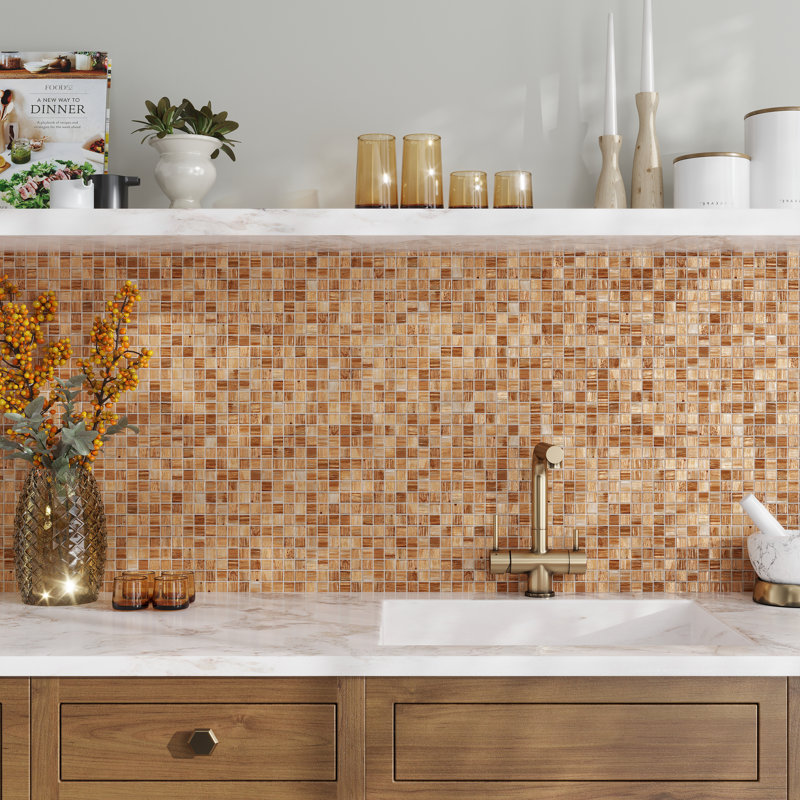 Celestial 0.8" x 0.8" Glass Grid Mosaic Wall & Floor Tile, Light Gray