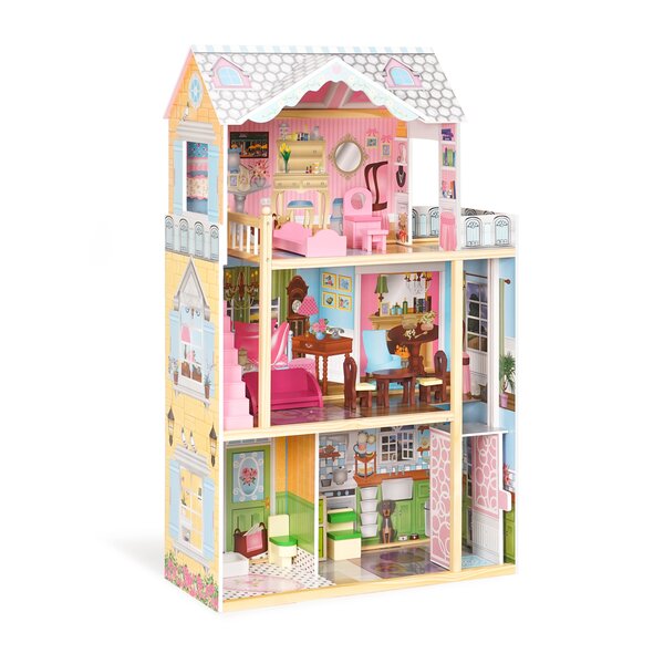 ROFITALL Vintage Wooden Dollhouse For Kids With Furniture Accessories For  Birthday And Christmas ,Brick Red & Reviews
