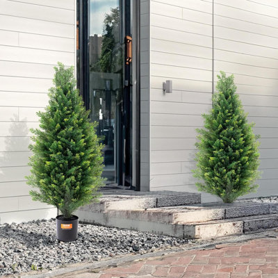 Ensemble de 2 fausses plantes artificielles en cèdre
