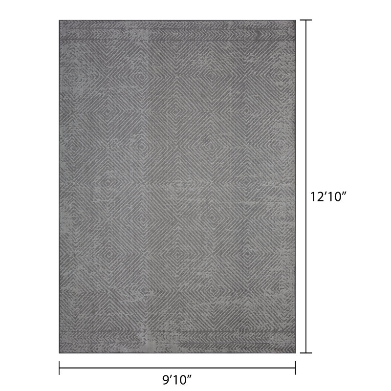 Tapis intérieur / extérieur gris Irune Destiny, Rectangle 9 pi 10 po x 12 pi 10 po