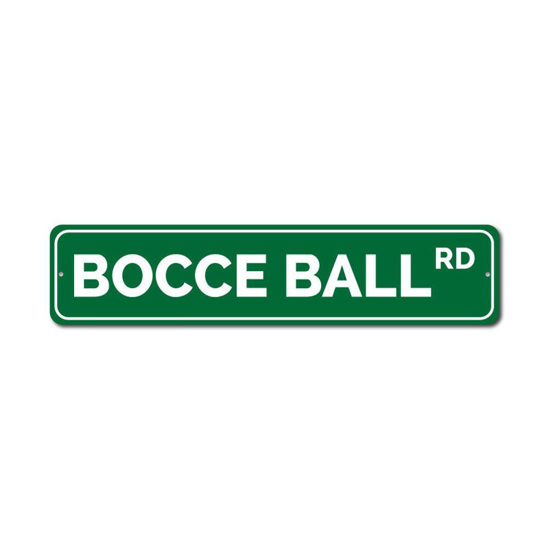 Plaque en aluminium sur mesure Bocce Ball Road, H 4 po x l 18 po x P 0,04 po