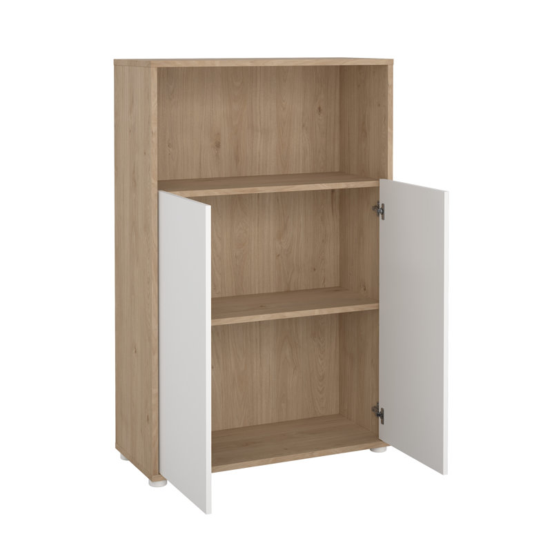 Bibliothèque réglable Embrie, Blanc/naturel