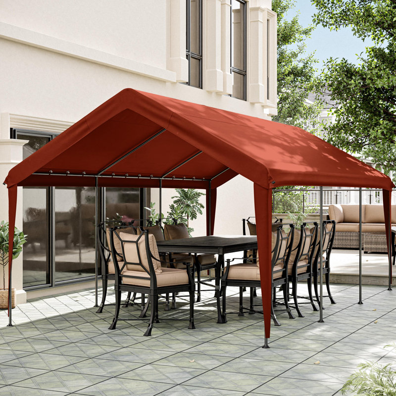 12X20 Ft Carport Canopy Replacement Cover, Carport Roof Cover Only (Frame Is Not Included), Brick Red