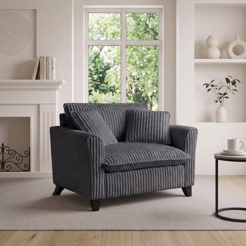 Fauteuil d'appoint capitonné rétro avec dossier ergonomique et accoudoirs, Grey