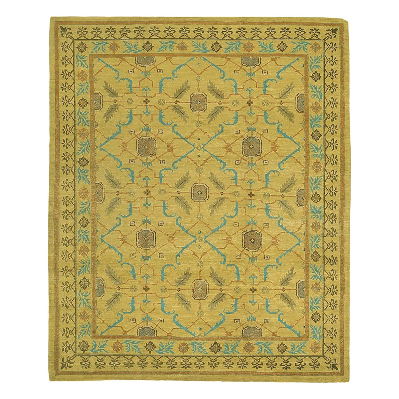Etienne Wool Geometric Area Rug in Beige/Blue/Brown, Rectangle 8' x 10'