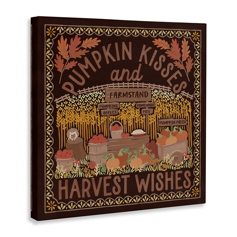 «Autumn Harvest Wishes», art mural sur toile par Laura Marshall, H 17 po x l 17 po