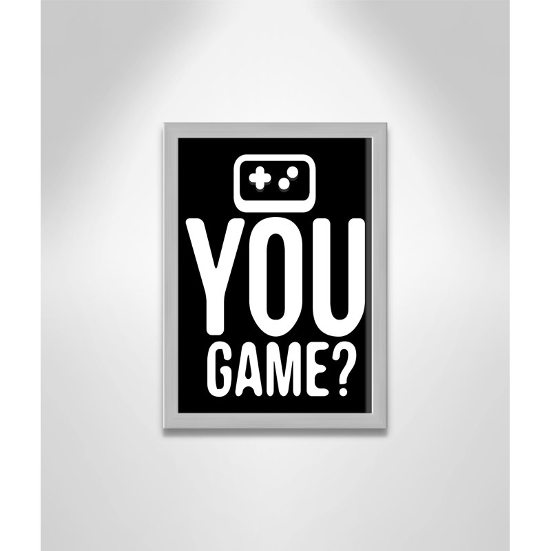 «You Game inversée», art encadré, H 15 po x l 11 po x P 1,19 po, Encadré de boîte argent