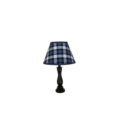 Taydem Resin Cody Accent Lamp with Blue Check Clip-on Lamp Shade
