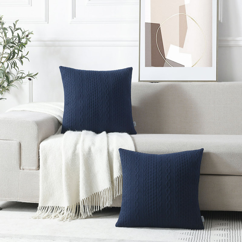 Housse de coussin Farmhouse, Bleu très foncé, H 16 po x l 16 po