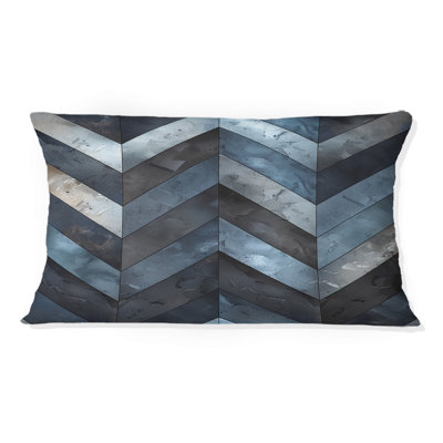 Blue Black Chevron Print - Modern Lumbar Pillow