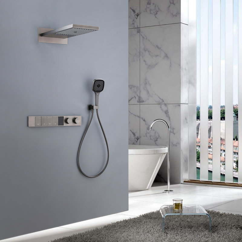 4 systèmes de douche thermostatiques fonctionnels avec boutons-poussoirs