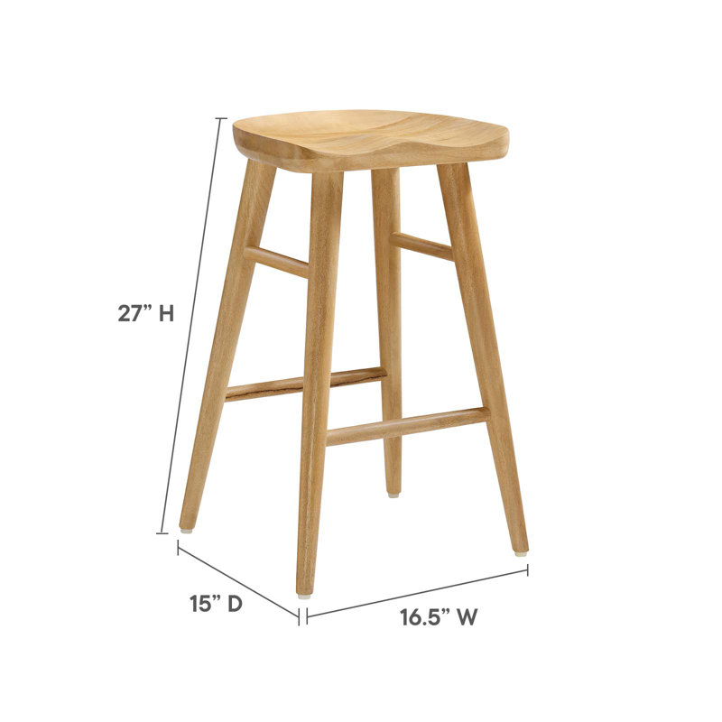 Saville Oak Adjustable Backless Saddle Counter Stools Set