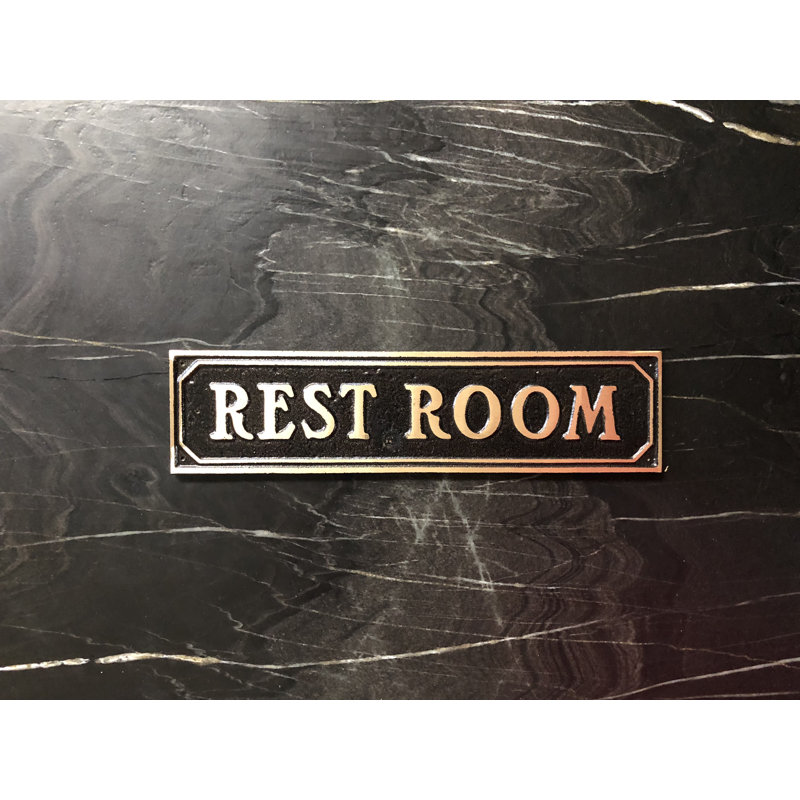 Plaque de porte de toilettes, Laiton poli noir