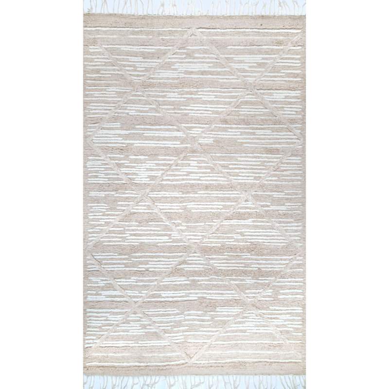 Tapis beige à poils longs Croce, Rectangle de 5 pi x 8 pi