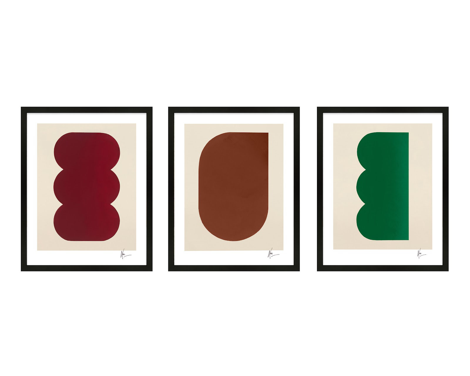 Keyhole "Keyhole" 3-Piece Painting Set, Black Framed, 38" H x 30" W x 1.25" D