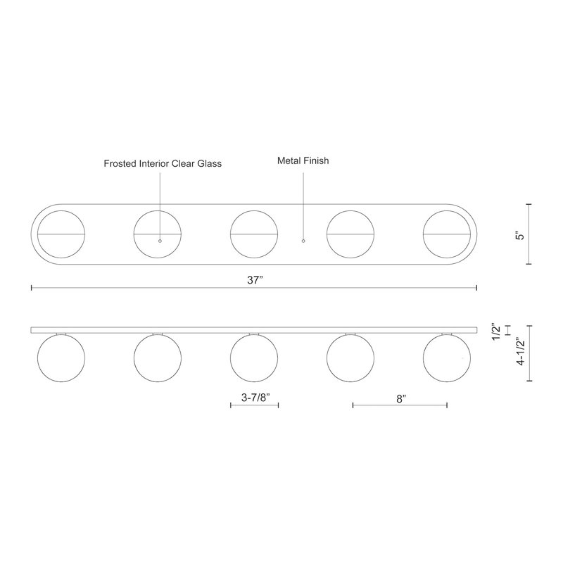 Pluto 5 - Light LED Bath Bar