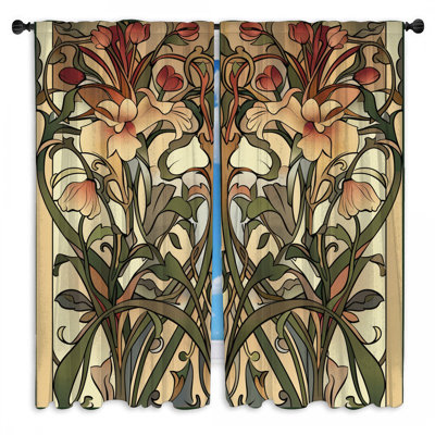 Floral Window Curtains  Art Sheer & Room Darkening - 2 Panels