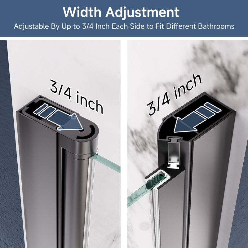 32-33.5 in.W x 75 in.H Pivot Frameless Shower Door with 1/4" (6mm) Clear Tempered Glass