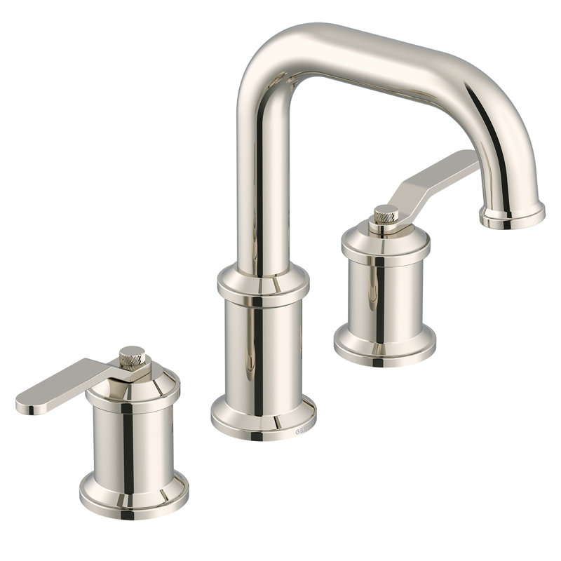 Robinet de salle de bain à poignée large 8 po avec drain en métal Kinzie, Polished Nickel
