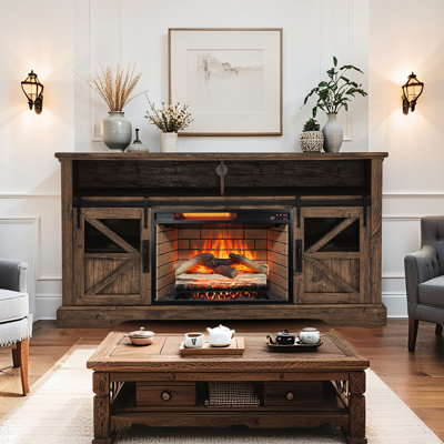 60 Inch Electric Fireplace Console - Multi-Functional, Flame & Heat Adjustable, Fits 70" Tvs, Build 60-Inch Entertainment Center /Ul , Remote Included, Tv Compatibility, Long-Lasting Led
