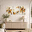 Ensemble de 3 toiles abstraites à l'aquarelle représentant des feuilles orange et beige-1747791348