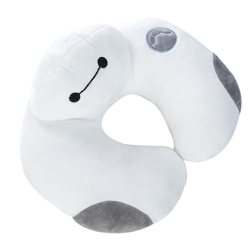 Oreiller en forme de U, motif de dessin animé mignon, protection cervicale pour la sieste, idéal pour le bureau, les voyages et la conduite (blanc).